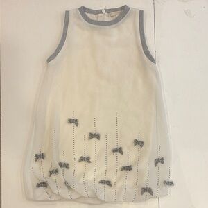 Charming White and Gray Kids Dress